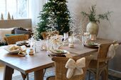Noël candlestick with bow, antique cream