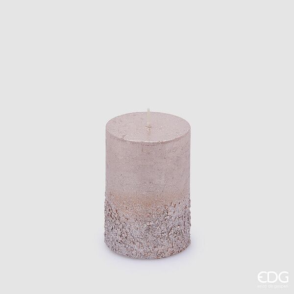 Rustic glitter candle 10cm, antique pink