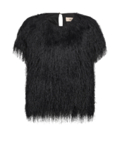 Brim faux fur tee, black