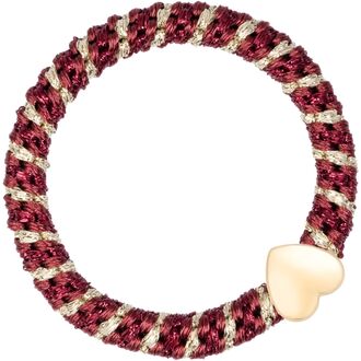 Fat hair tie with heart, maroon glitter mix