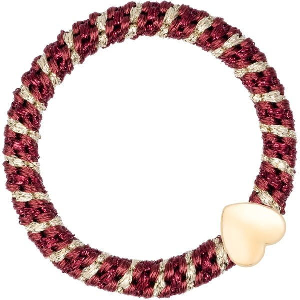 Fat hair tie with heart, maroon glitter mix