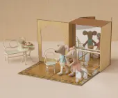 Ballet mice in dance studio, little sister and brother