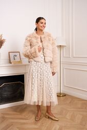 Paula faux fur jacket, beige
