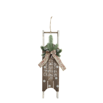 Vintage sledge for deco with spruce & ribbon