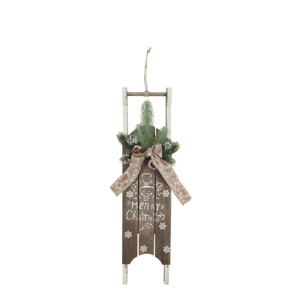 Vintage sledge for deco with spruce & ribbon