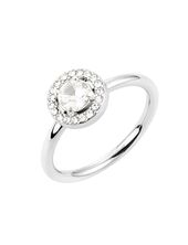 Halo crystal ring, silver