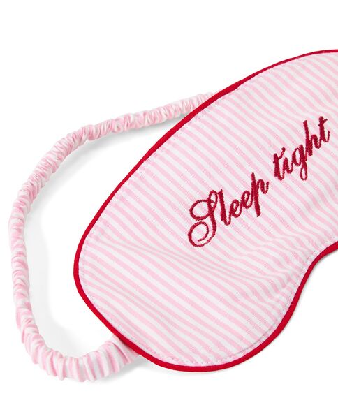 Pinstripe sleep mask, pink/white