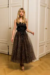 Aria leopard tulle skirt, black