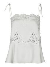 Kaela heavy sateen lace top, pearl