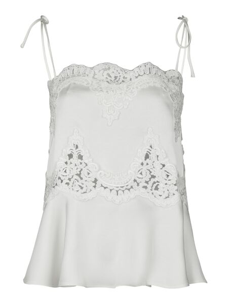 Kaela heavy sateen lace top, pearl