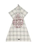 Happy holidays organic cotton kitchen towel, white/green