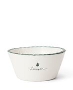 Holiday stoneware bowl, white/green