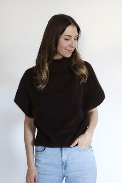 Rina raccoon blend rollneck knit, americano