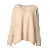 Bianca wool blend v-neck knit, champagne