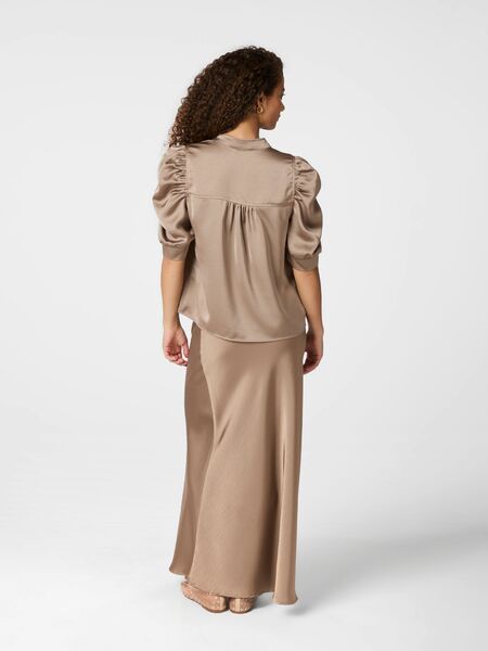 Roella heavy sateen blouse, dark taupe