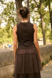 Sleeveles lace top, choco