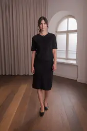 Karlie short sleeve cashmere sweater, black