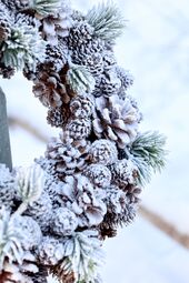 Fleur wreath with cones & snow 33cm, nature