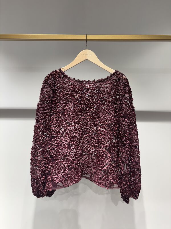 Rosette blouse, prune