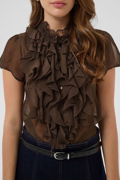 Lilja crinkle shirt, chocolate brown