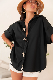 Starfish button shirt, black