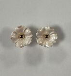 Iris flower earrings, pearl pink