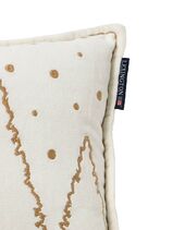 Winter house velvet pillow 30x50, white/light beige