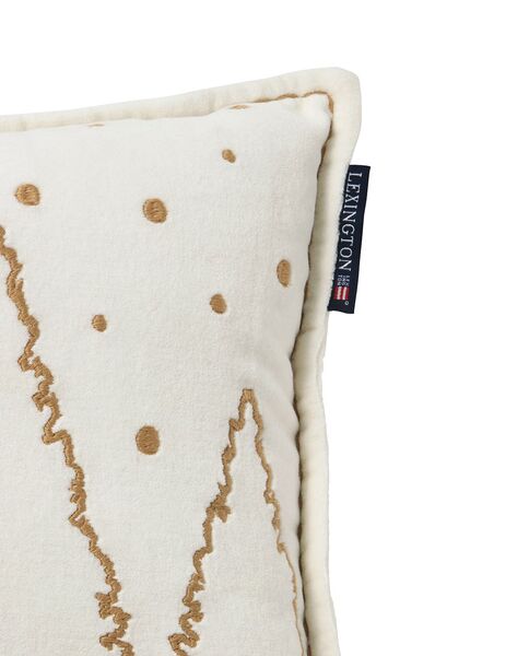 Winter house velvet pillow 30x50, white/light beige