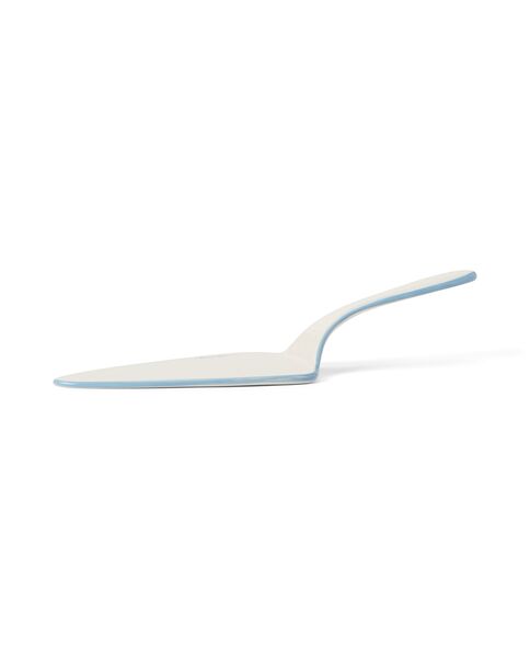 Stoneware Wavy Cake Server, White/Blue