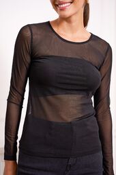 Mesh blouse, noir