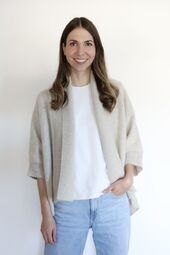 Rose raccoon blend cardigan, cailloux