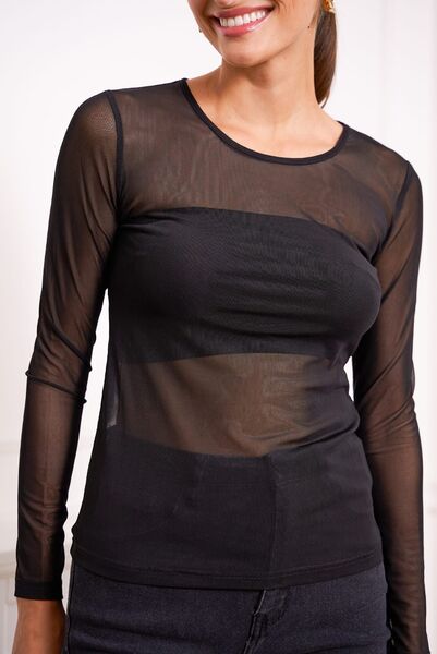 Mesh blouse, noir