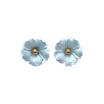 Iris flower earrings, pearl blue