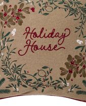 Holiday house wool mix pillow cover 50x50, beige multi