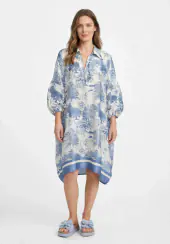 Dress with Toile De Jouy print, jeans