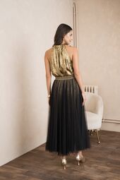 Aria tulle skirt, black/gold glitter