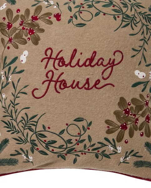 Holiday house wool mix pillow cover 50x50, beige multi