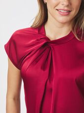 Fleur drapy satin blouse, wine