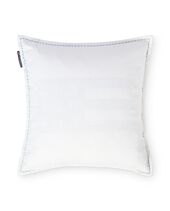 Floral Embroidered Linen/Cotton Pillow Cover 50x50, White/Blue