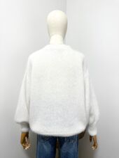 Roundneck angora sweater, white