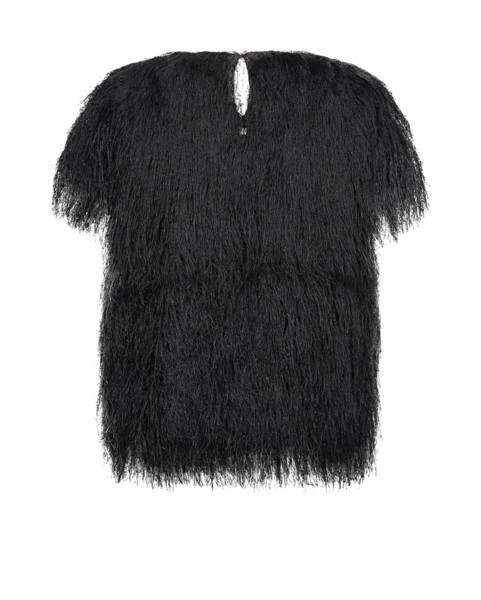 Brim faux fur tee, black