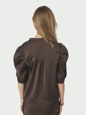 Roella heavy sateen blouse, dark brown