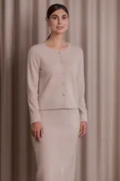Kaia knee length cashmere skirt, latte