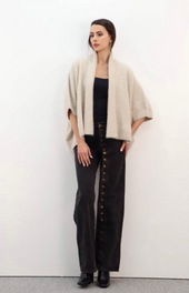 Rose raccoon blend cardigan, cailloux