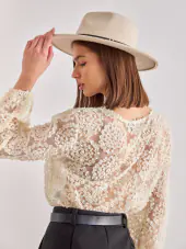 Rosette blouse, ecru