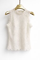 Sleeveless lace top, ecru