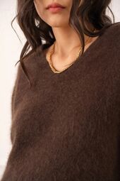 Brushed cashmere & wool sweater, choco