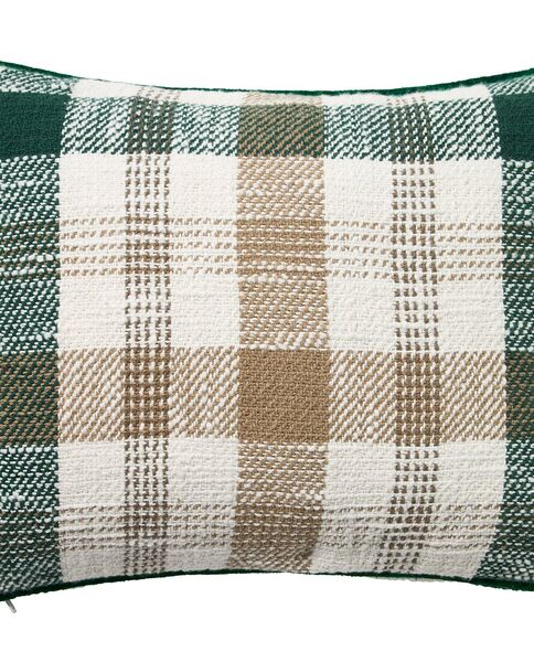 Checked recycled cotton pillow 30x40, green/beige/white