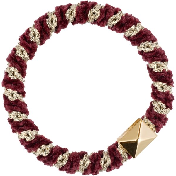 Fluffy fat hair tie, bordeaux stripe