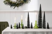 Box of 4 Christmas glitter tree, dark green